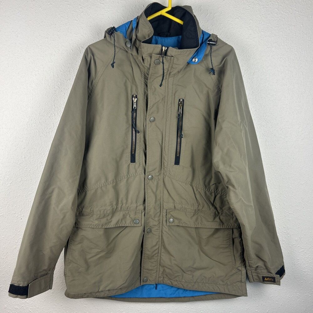Vintage 90s REI Mountain Parka Jacket Brown Men's L Windbreaker Made in USA